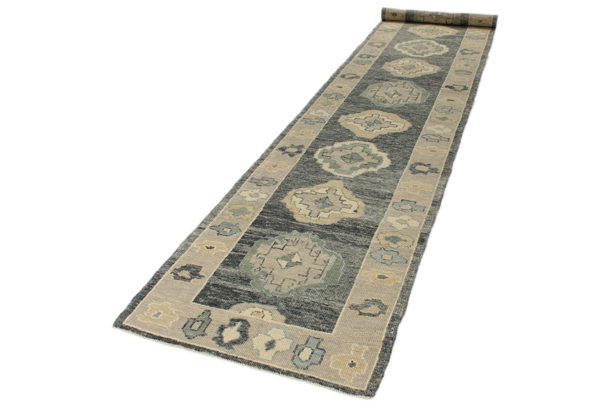 3x15 Gray and Beige Turkish Oushak Runner