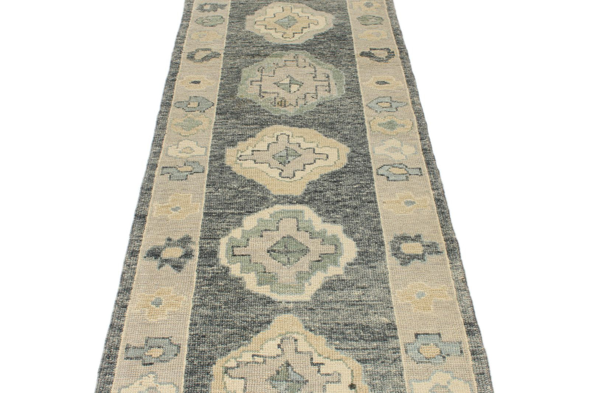 3x15 Gray and Beige Turkish Oushak Runner