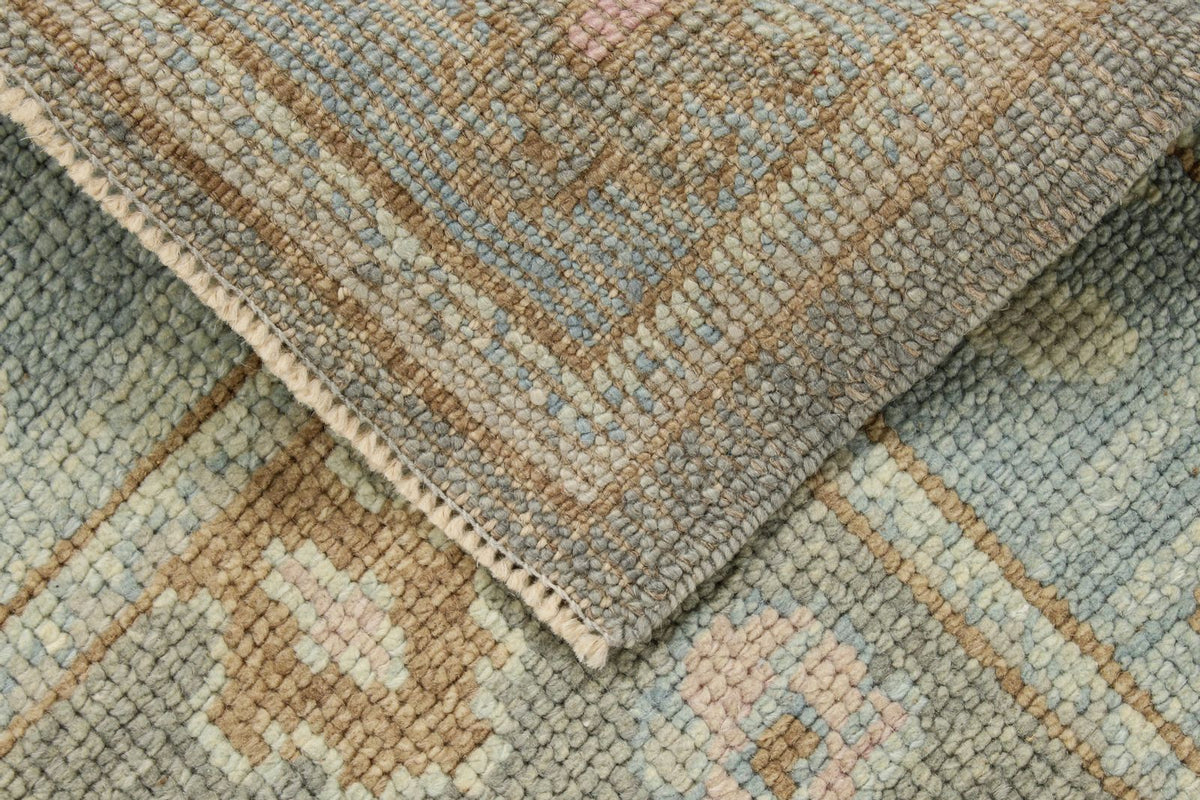 3x8 Gray and Blue Turkish Oushak Runner