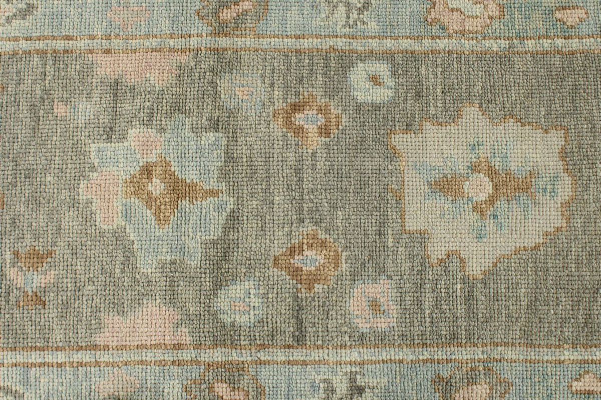 3x8 Gray and Blue Turkish Oushak Runner