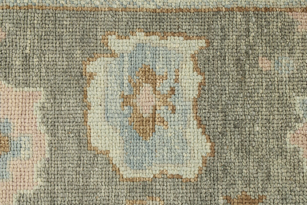 3x8 Gray and Blue Turkish Oushak Runner