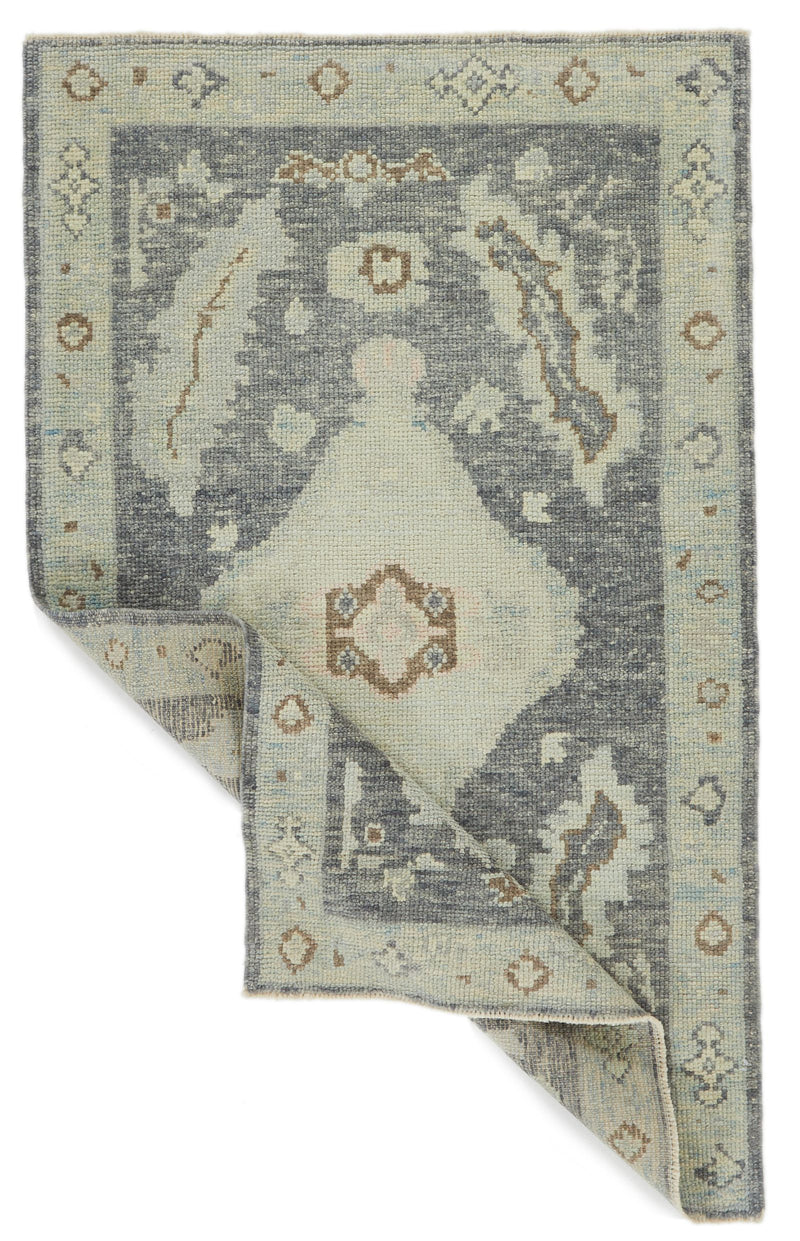 3x5 Gray and Beige Turkish Oushak Rug