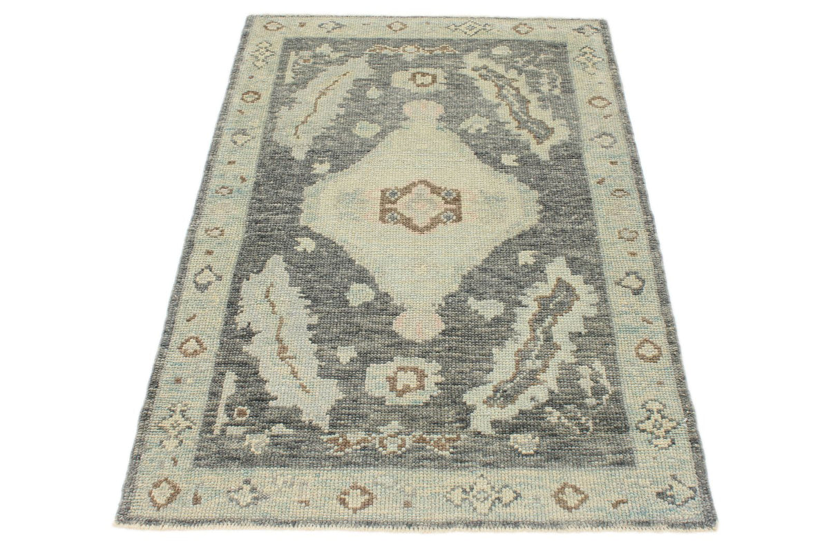 3x5 Gray and Beige Turkish Oushak Rug