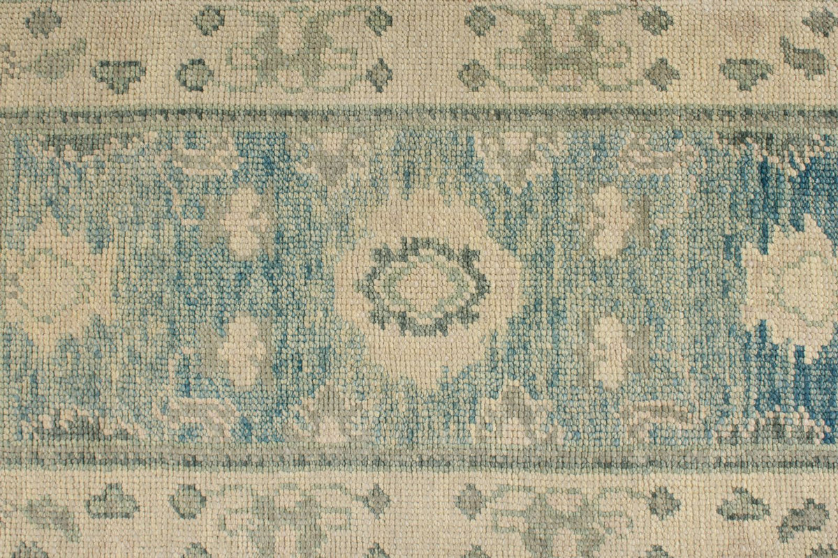 2x4 Blue and Ivory Turkish Oushak Rug