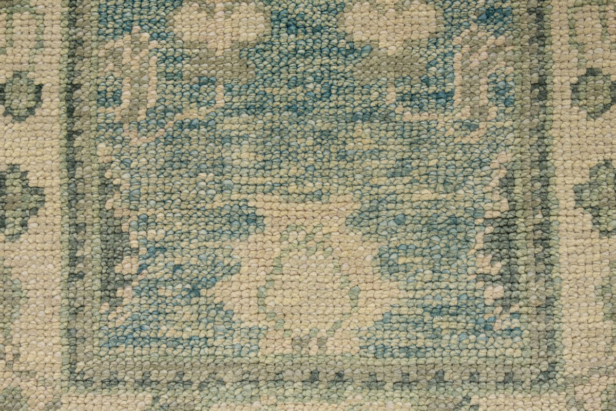2x4 Blue and Ivory Turkish Oushak Rug