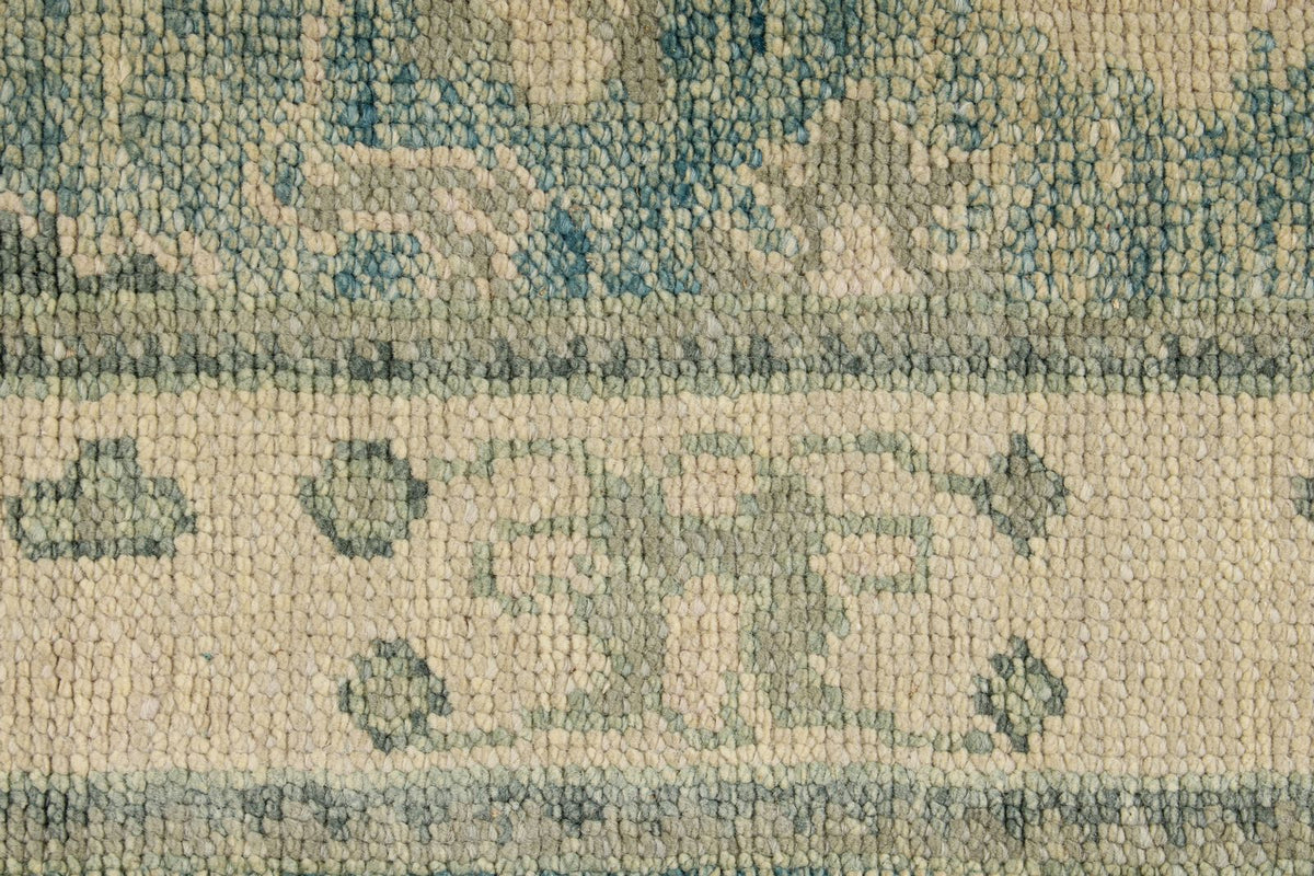 2x4 Blue and Ivory Turkish Oushak Rug
