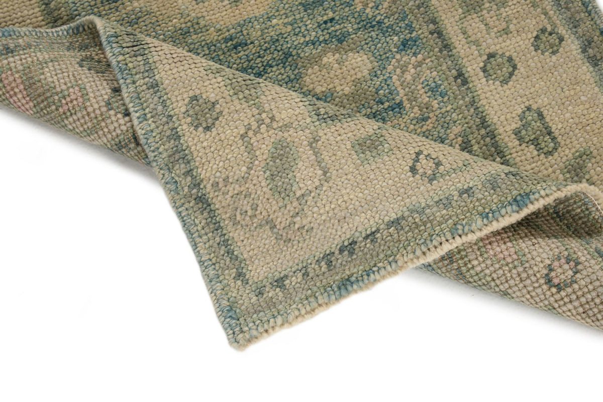2x4 Blue and Ivory Turkish Oushak Rug