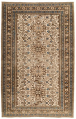 6x9 Ivory and Brown Persian Rug