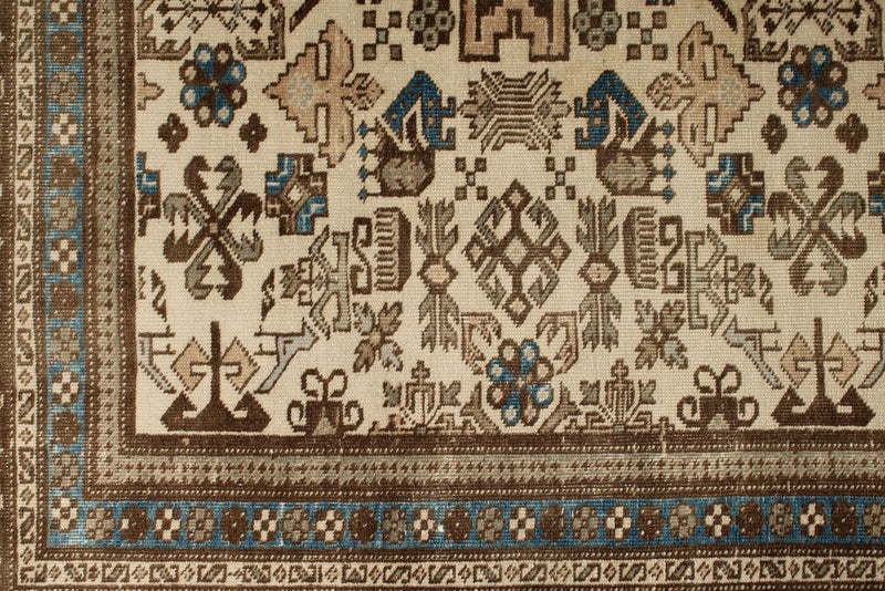 6x9 Ivory and Brown Persian Rug