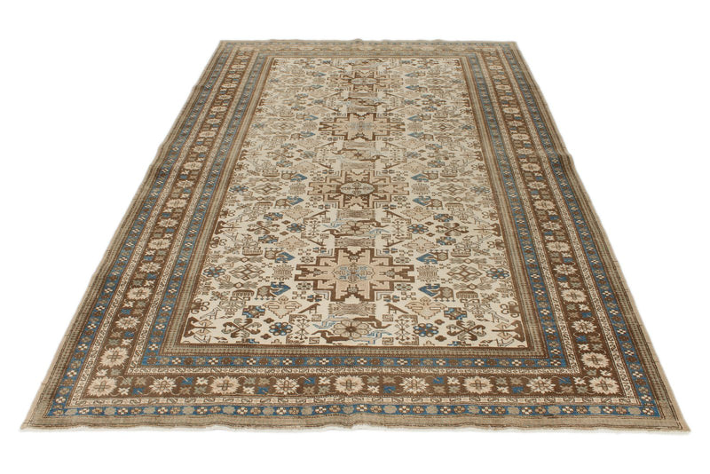 6x9 Ivory and Brown Persian Rug