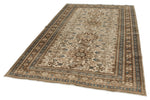 6x9 Ivory and Brown Persian Rug