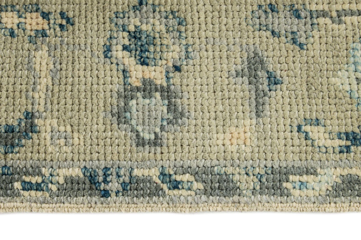 3x12 Ivory and Blue Turkish Oushak Runner