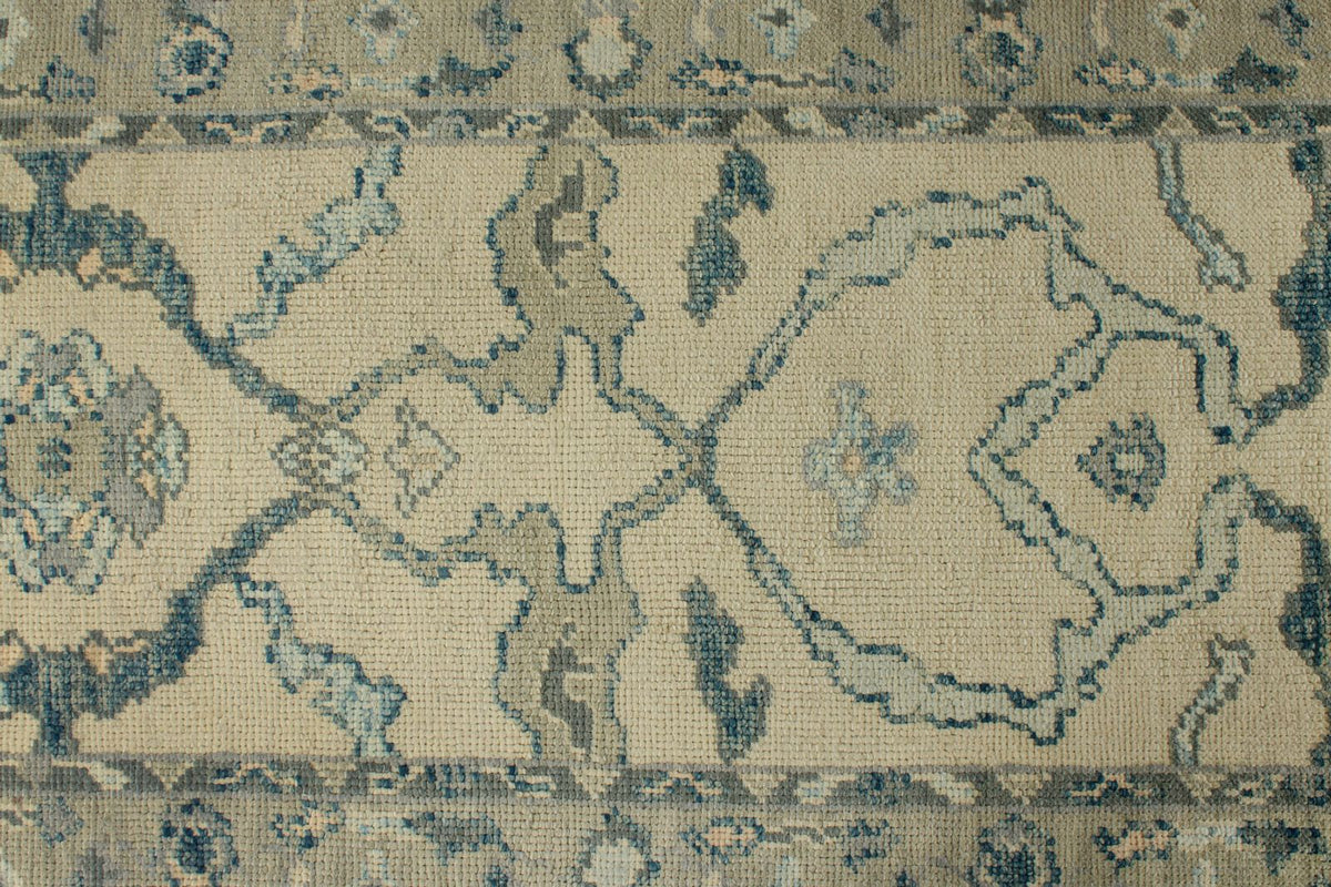3x12 Ivory and Blue Turkish Oushak Runner