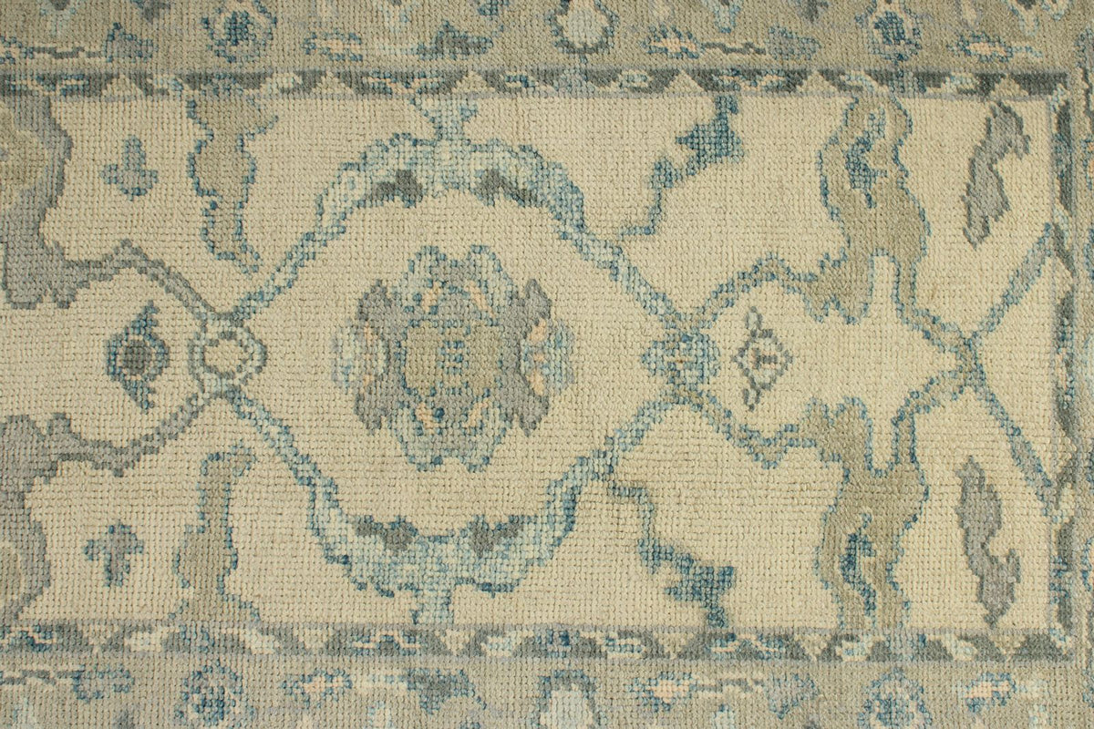 3x12 Ivory and Blue Turkish Oushak Runner