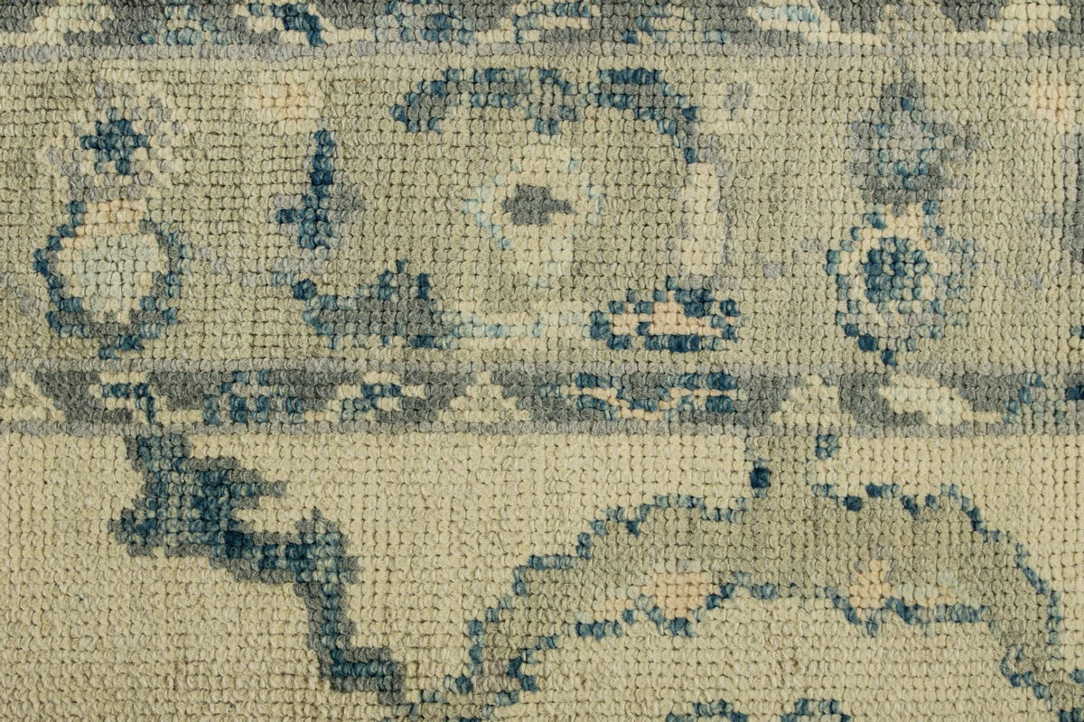 3x12 Ivory and Blue Turkish Oushak Runner