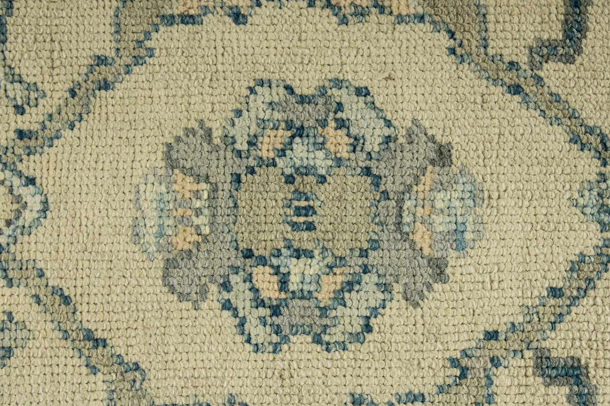 3x12 Ivory and Blue Turkish Oushak Runner
