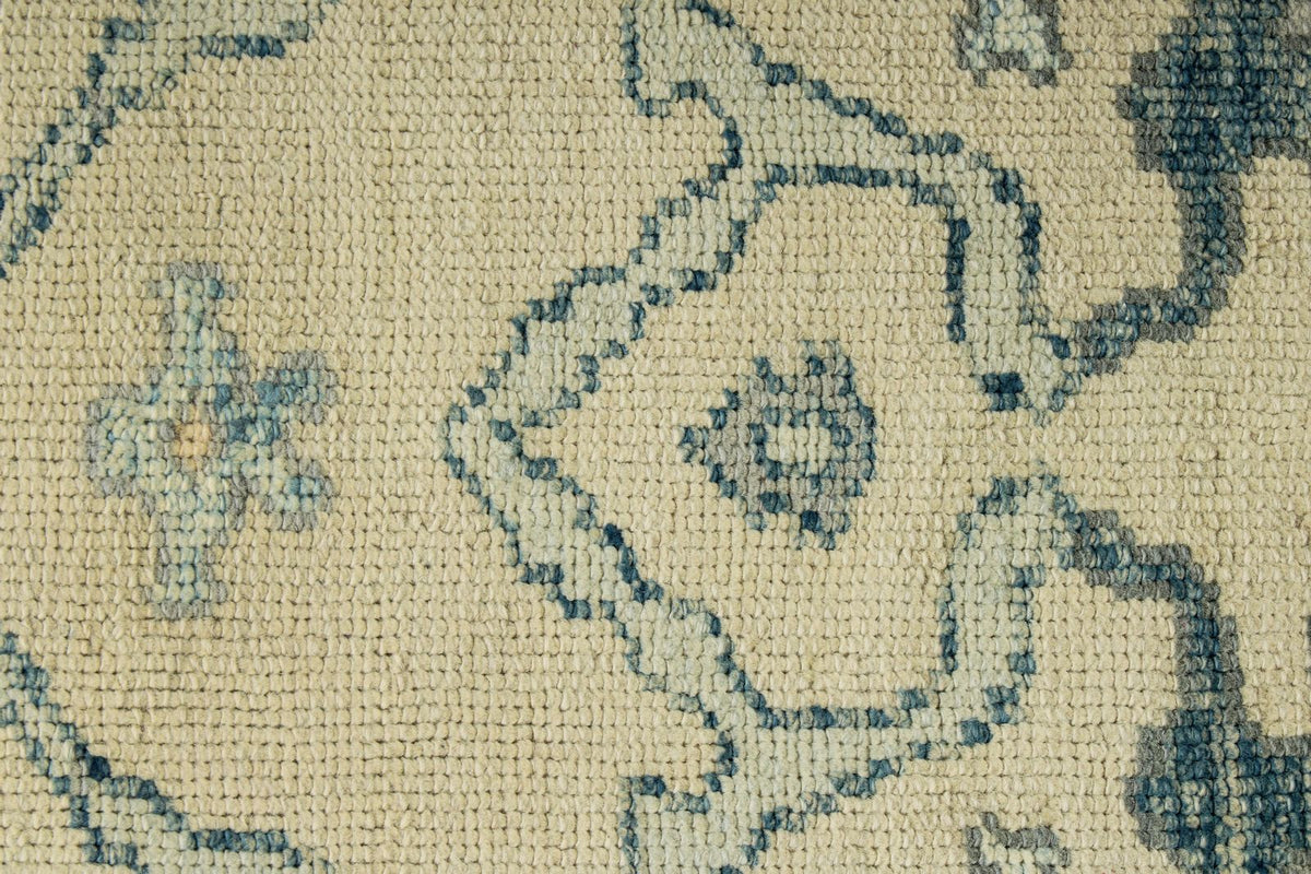 3x12 Ivory and Blue Turkish Oushak Runner