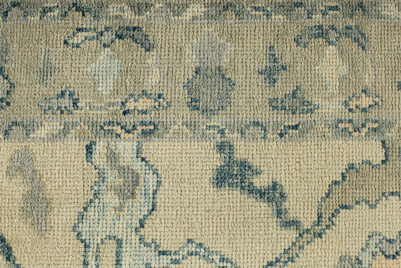 3x12 Ivory and Blue Turkish Oushak Runner