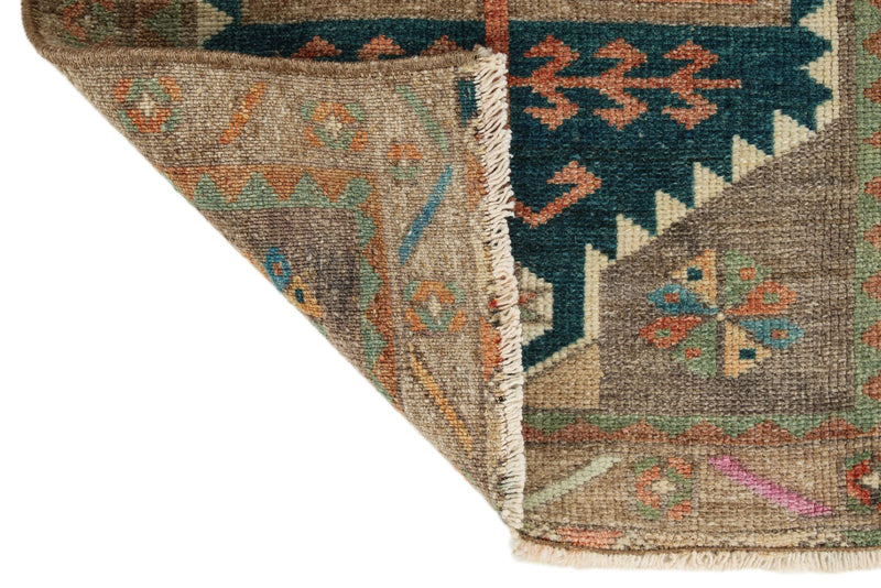 2x3 Peach and Multicolor Turkish Tribal Rug