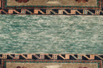 2x2 Green and Brown Turkish Tribal Rug