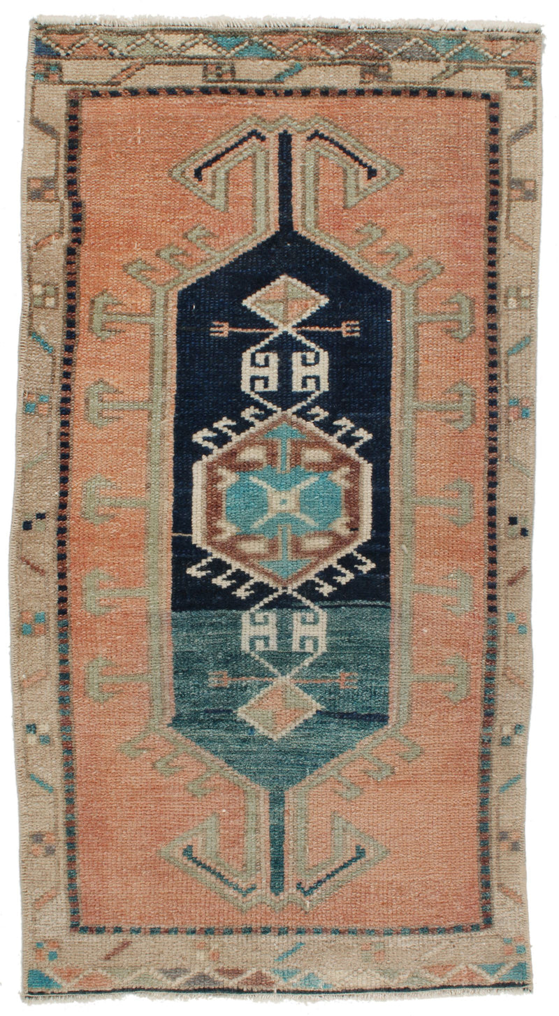 2x3 Pink and Multicolor Turkish Tribal Rug