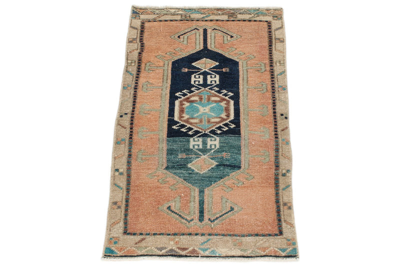 2x3 Pink and Multicolor Turkish Tribal Rug