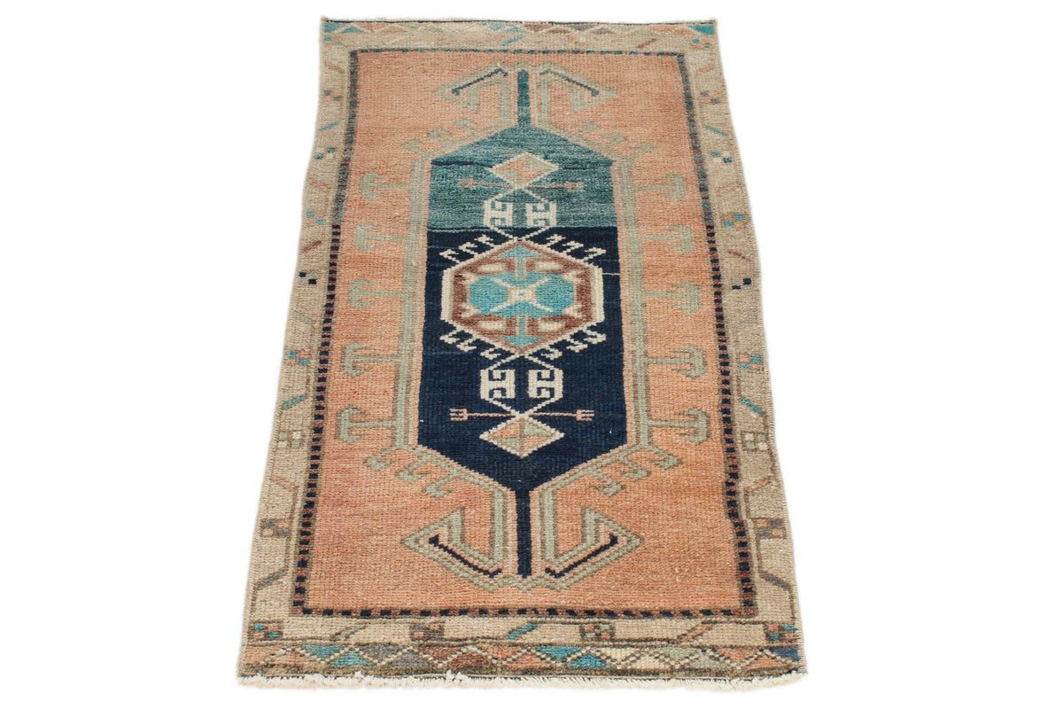 2x3 Pink and Multicolor Turkish Tribal Rug