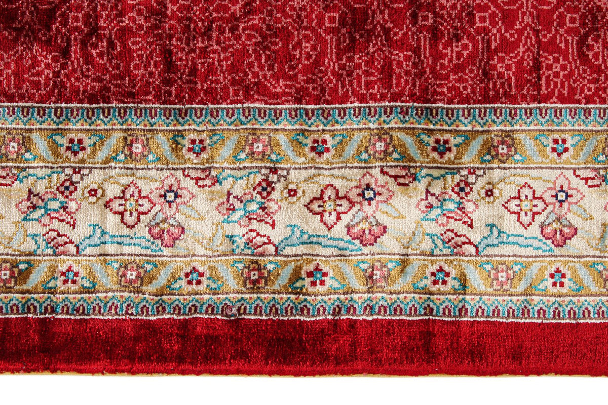 9x12 Red and Ivory Turkish Silk Rug
