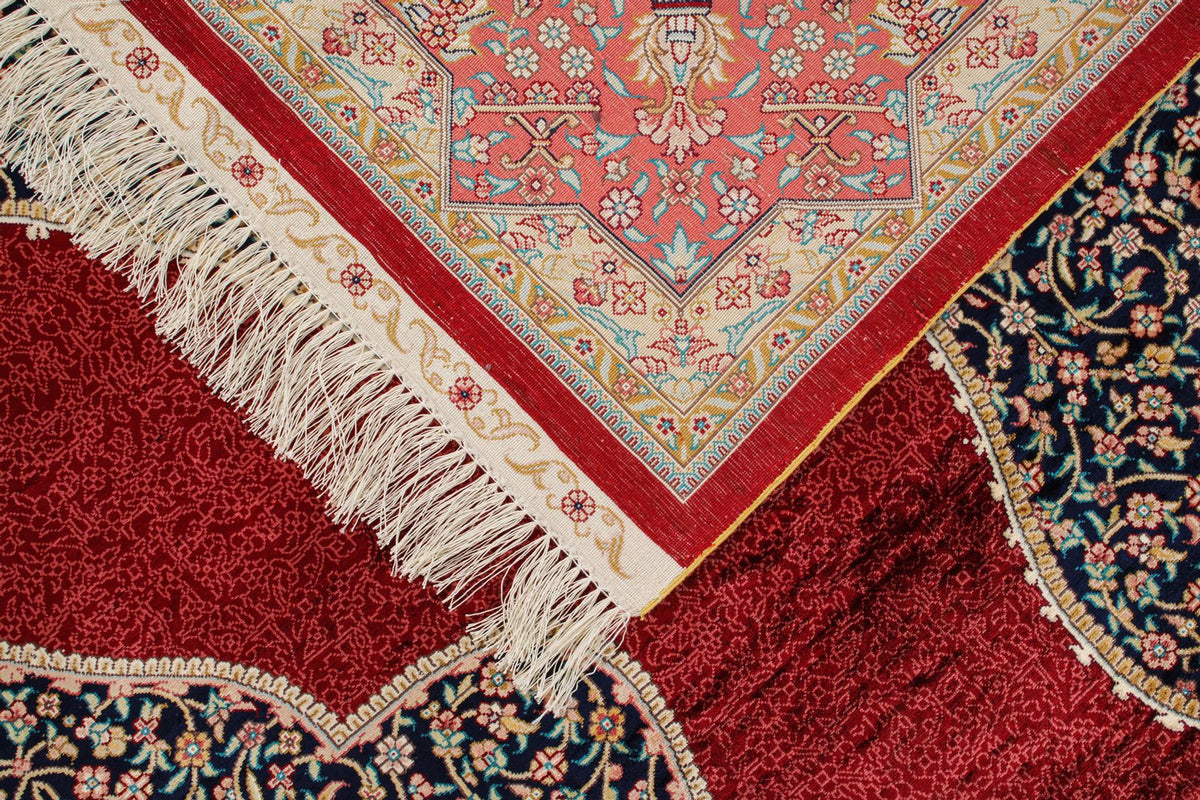 9x12 Red and Ivory Turkish Silk Rug