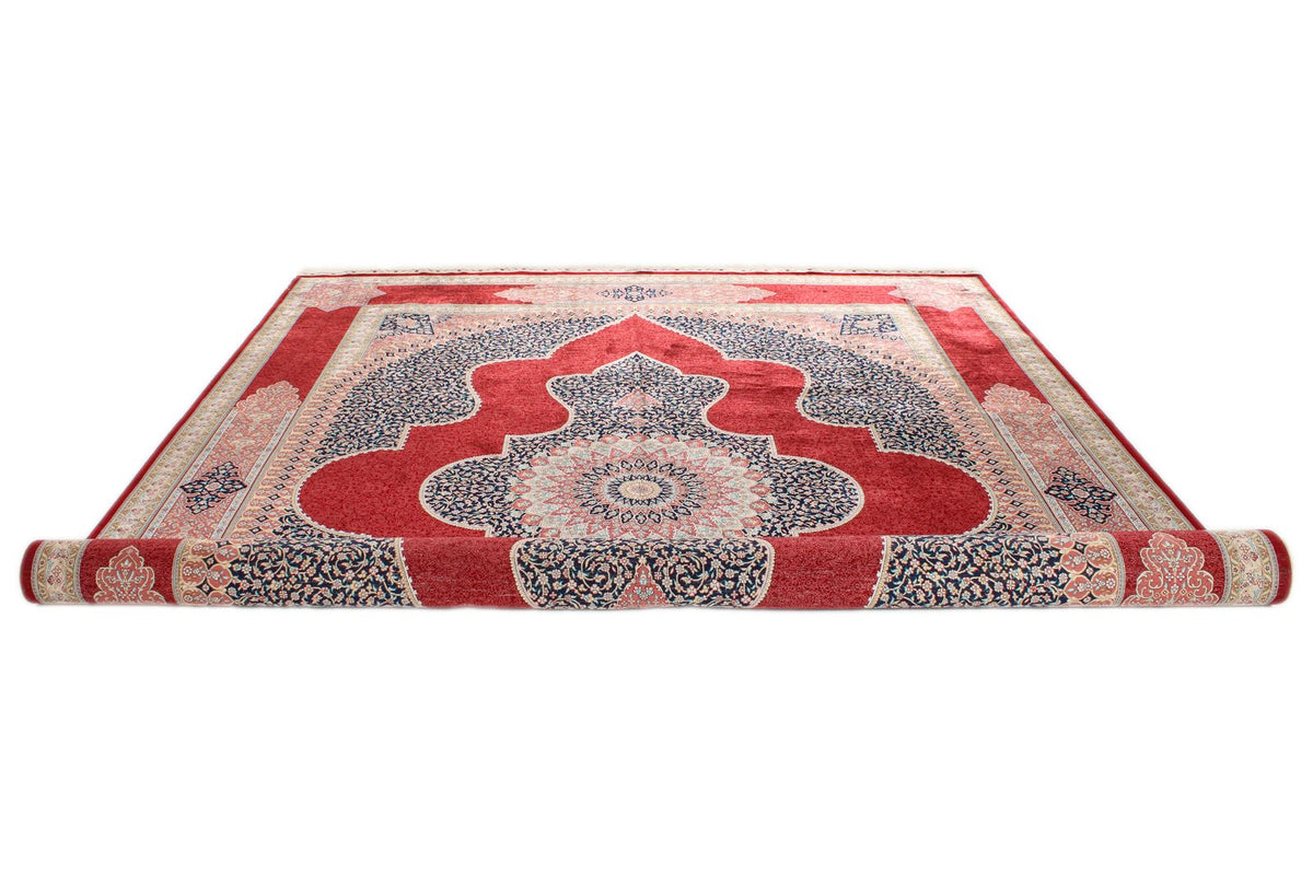 9x12 Red and Ivory Turkish Silk Rug