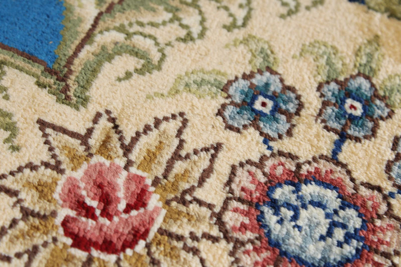 8x10 Navy and Blue Turkish Silk Rug