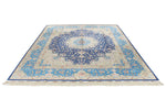 8x10 Navy and Blue Turkish Silk Rug