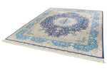 8x10 Navy and Blue Turkish Silk Rug