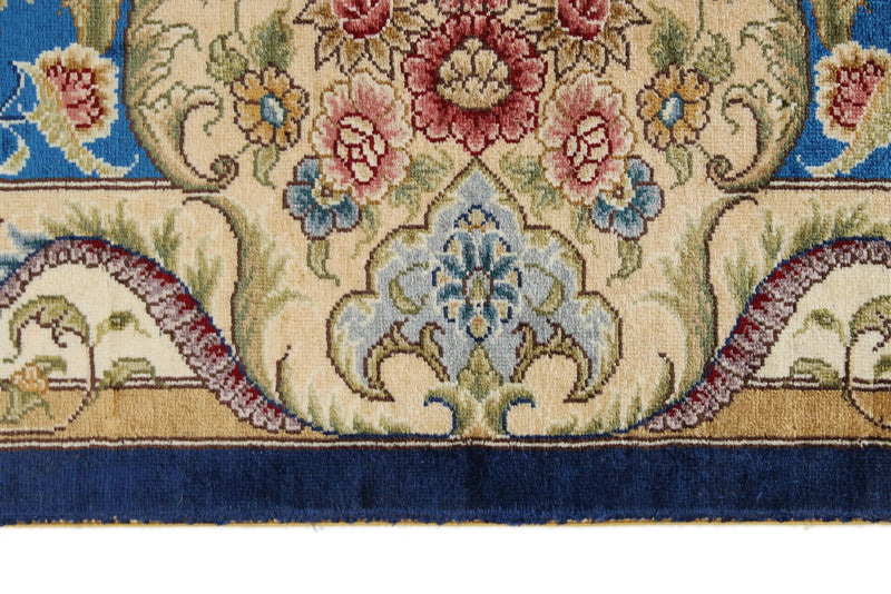8x10 Navy and Blue Turkish Silk Rug
