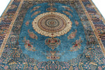 7x10 Blue and Multicolor Turkish Silk Rug