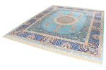 7x10 Blue and Multicolor Turkish Silk Rug