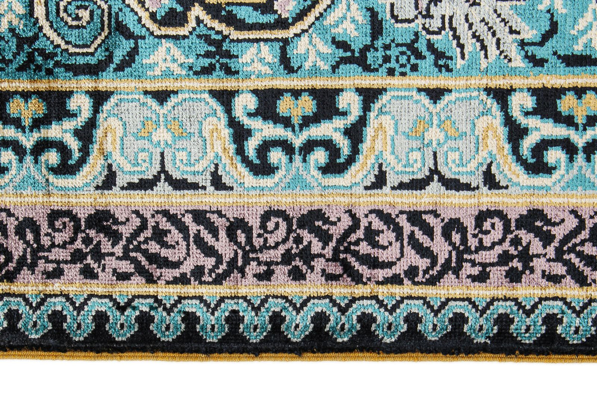 7x10 Blue and Blue Turkish Silk Rug
