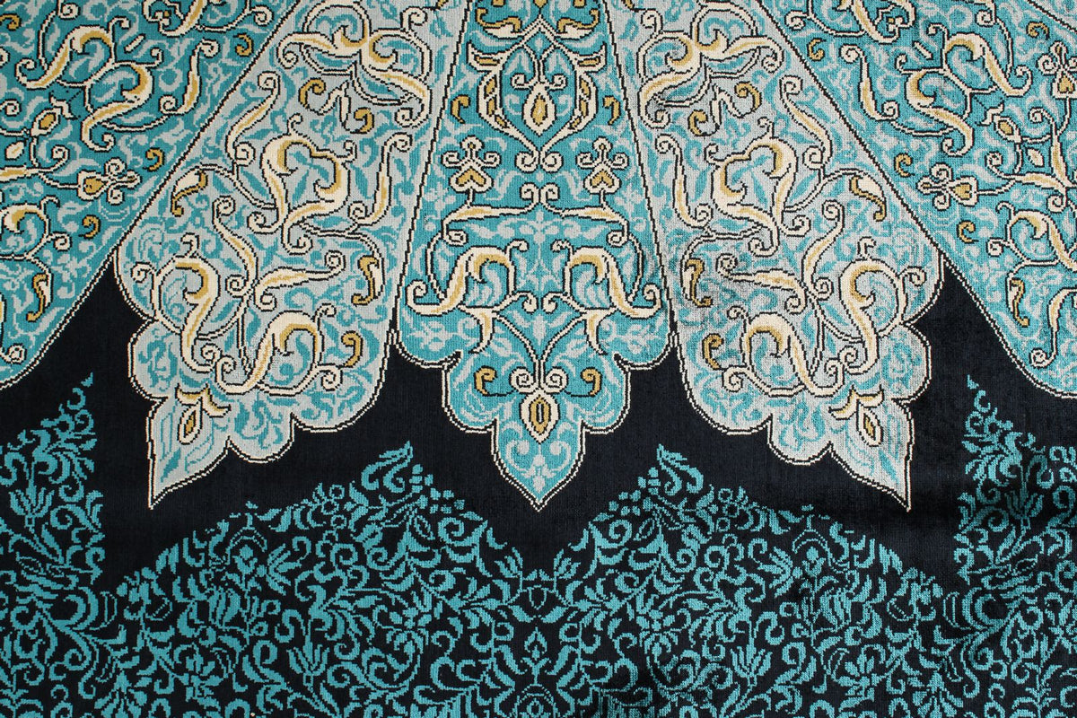 7x10 Blue and Blue Turkish Silk Rug