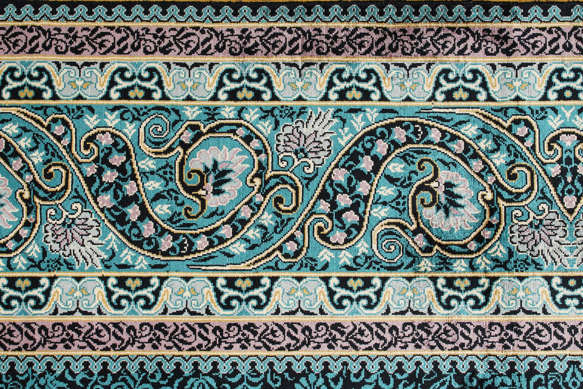 7x10 Blue and Blue Turkish Silk Rug