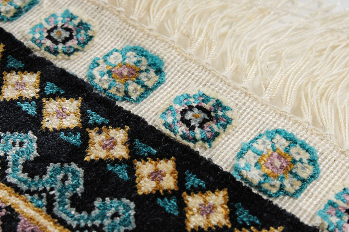 7x10 Blue and Blue Turkish Silk Rug