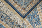 6x9 Blue and Ivory Turkish Silk Rug