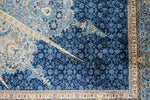 6x9 Blue and Ivory Turkish Silk Rug