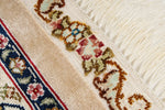 6x9 Ivory and Multicolor Turkish Silk Rug