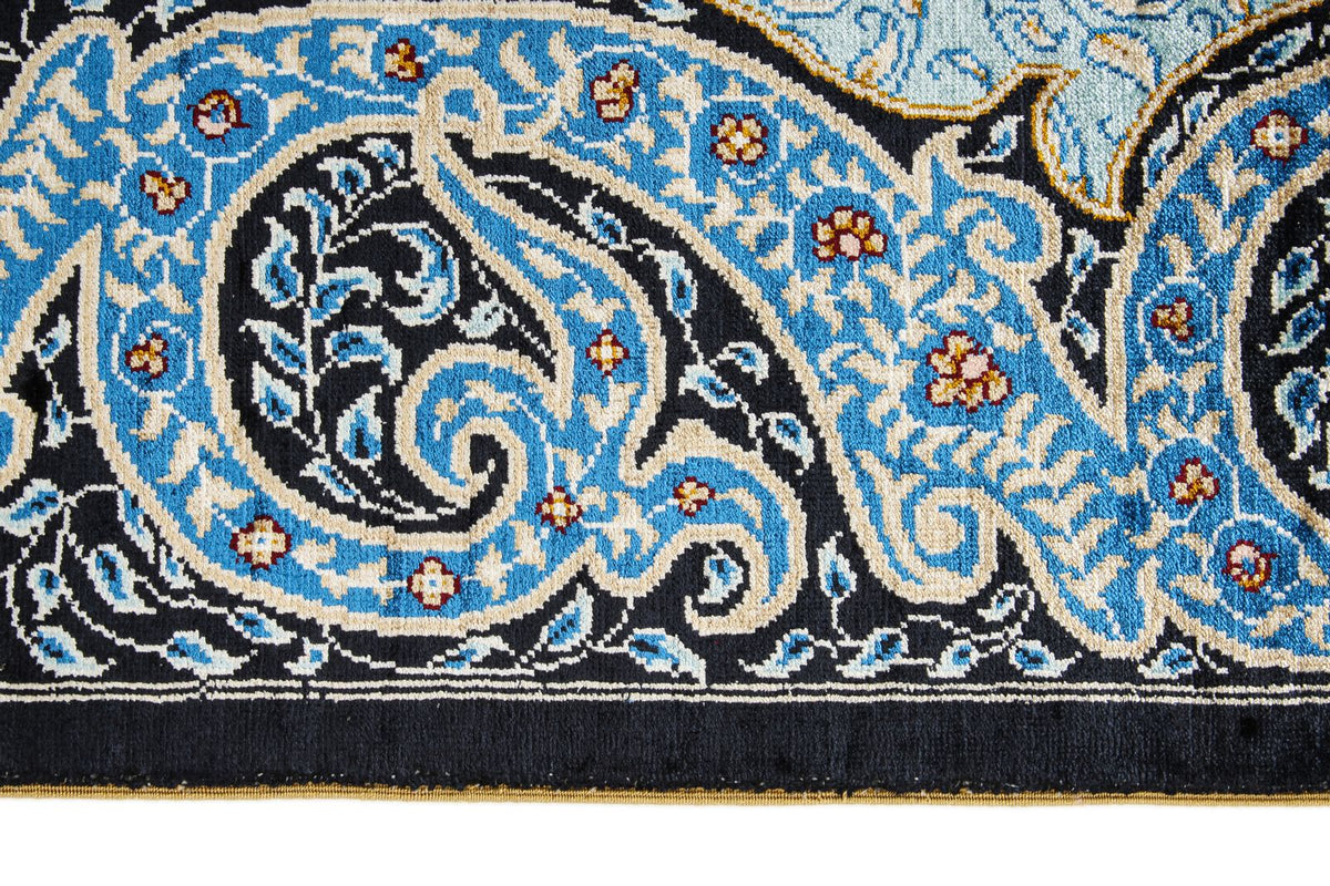6x9 Blue and Navy Turkish Silk Rug