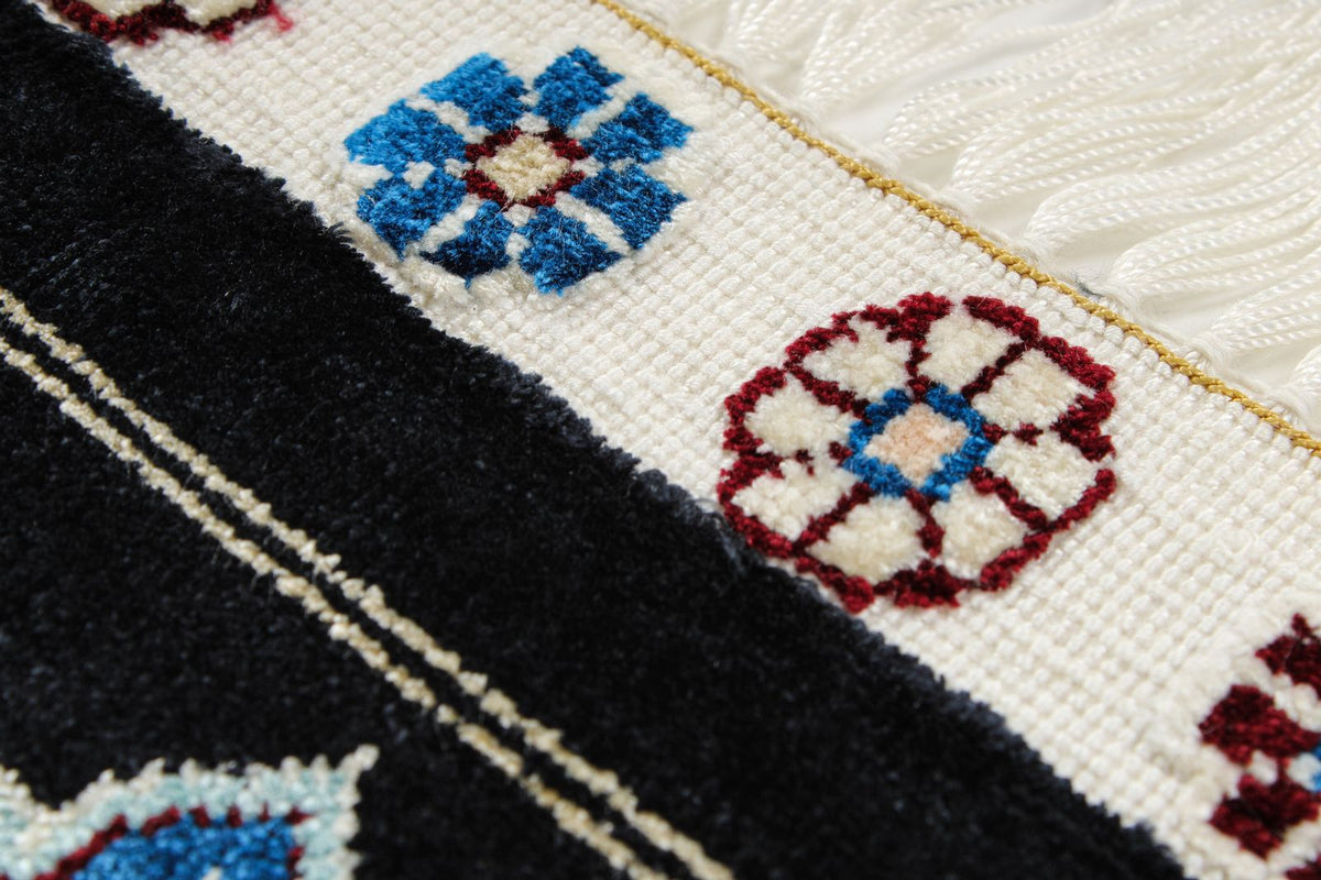 6x9 Blue and Navy Turkish Silk Rug