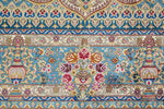 5x8 Blue and Multicolor Turkish Silk Rug