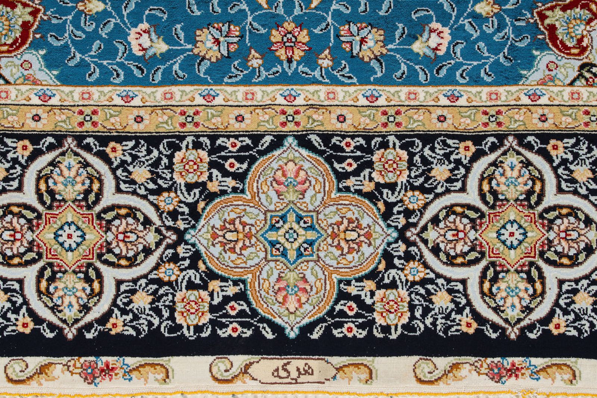 4x6 Blue and Black Turkish Silk Rug