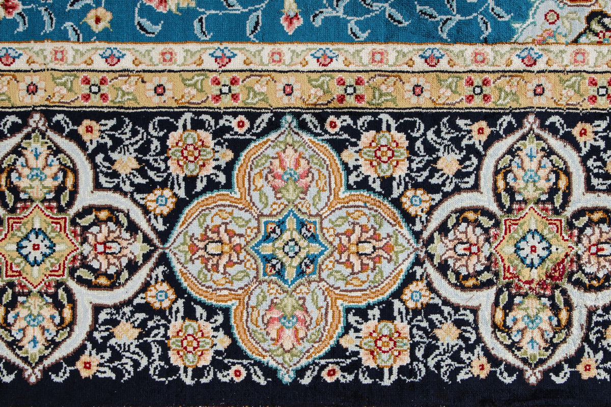 4x6 Blue and Black Turkish Silk Rug