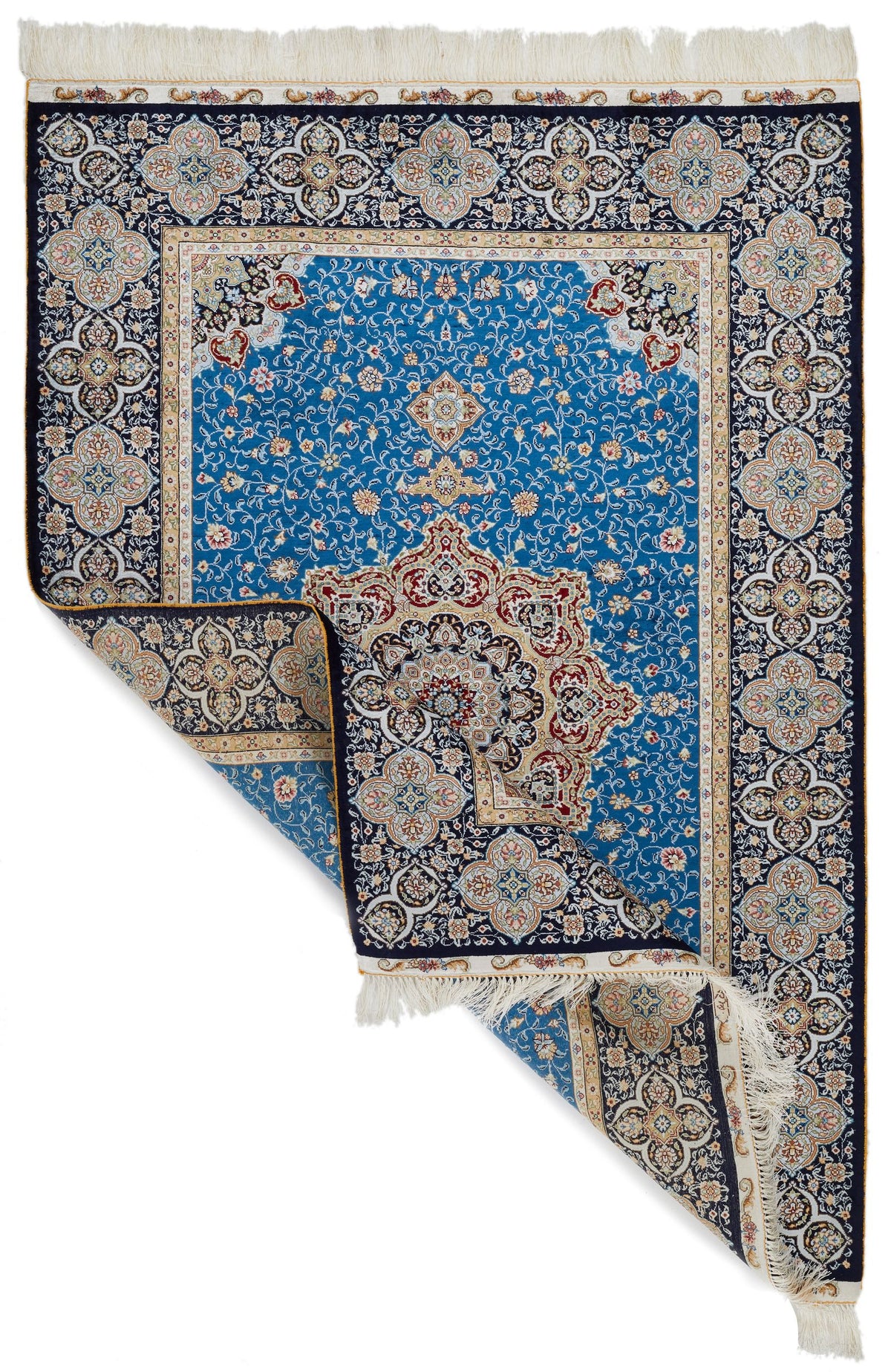 4x6 Blue and Black Turkish Silk Rug
