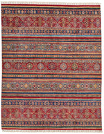 8x10 Multicolor and Red Tribal Rug